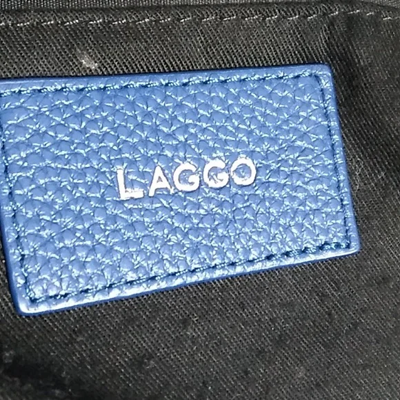 Authentic Laggo Genuine Blue Leather Hobo Shoulder Bag - Picture 14 of 16